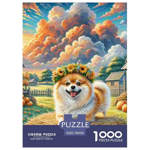 Pommern 1000 Teile Puzzles Hund Dekoration Lernspiel Herausforderung Spielzeug Für Die Ganze Familie Tolle Geschenkidee 70x50cm/1000pcs von ZXOAWQX