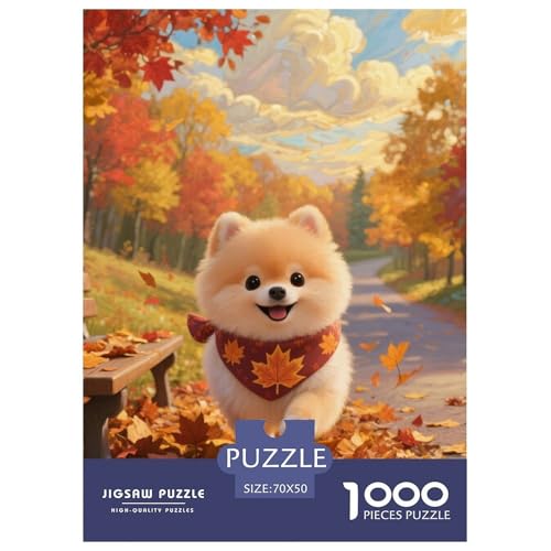 Pommern 1000 Teile Puzzles Hund Dekoration Lernspiel Herausforderung Spielzeug Für Erwachsene Tolle Geschenkidee 70x50cm/1000pcs von ZXOAWQX