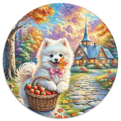 Pommern 1000 Teile Rundes Puzzle Kreatives Hund Geschenk Unmögliches Spiel Für Erwachsene Und Kinder 1000pcs (67.5x67.5cm) von ZXOAWQX