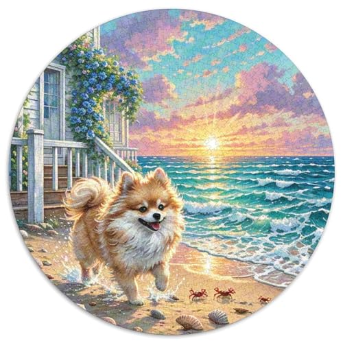 Pommern 1000 Teile Rundes Puzzle Kreatives Hund Jigsaw Geschenk Unmögliches Spiel Für Erwachsene Und Kinder 1000pcs (67.5x67.5cm) von ZXOAWQX