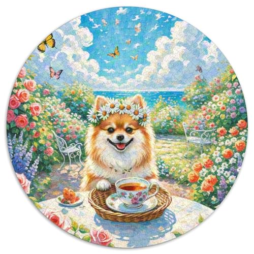 Pommern 1000 Teile Rundes Puzzle Stressabbau Hund Geschenk Unmögliches Spiel Für Die Ganze Familie 1000pcs (67.5x67.5cm) von ZXOAWQX