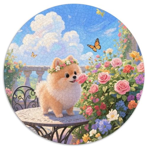 Pommern 1000 Teile Rundes Puzzle Stressabbau Hund Geschenk Unmögliches Spiel Für Erwachsene Und Kinder 1000pcs (67.5x67.5cm) von ZXOAWQX