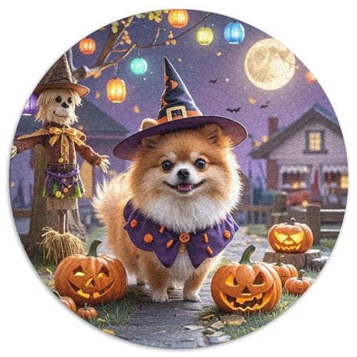 Pommern 1000 Teile Rundes Puzzle Stressabbau Hund Jigsaw Geschenk Unmögliches Spiel Für Die Ganze Familie 1000pcs (67.5x67.5cm) von ZXOAWQX