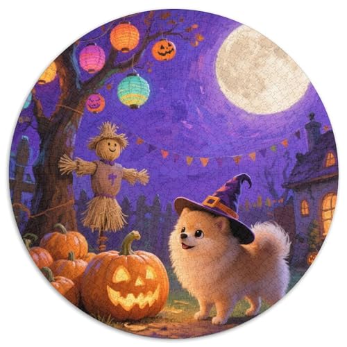 Pommern 1000 Teile Rundes Puzzle Stressabbau Hund Jigsaw Geschenk Unmögliches Spiel Für Erwachsene Und Kinder 1000pcs (67.5x67.5cm) von ZXOAWQX