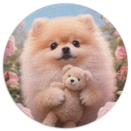 Pommern 1000 Teile Rundes Puzzle Stressabbau Hund Jigsaw Geschenk Unmögliches Spiel Für Erwachsene Und Kinder 1000pcs (67.5x67.5cm) von ZXOAWQX