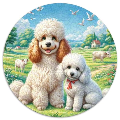 Poodle 1000 Teile Rundes Puzzle Kreatives Hund Geschenk Unmögliches Spiel Für Erwachsene Und Kinder 1000pcs (67.5x67.5cm) von ZXOAWQX
