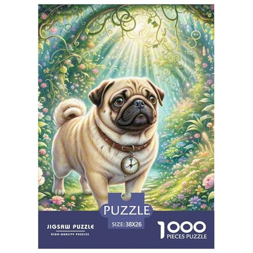 Pug 1000 Teile Puzzles Clevere Klassisches Lernspiel Für Erwachsene Tolle Geschenkidee 38x26cm/1000pcs von ZXOAWQX