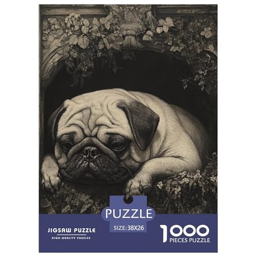 Pug 1000 Teile Puzzles Clevere Klassisches Lernspiel Für Erwachsene Und Kinder Ab 12 Jahren Tolle Geschenkidee 38x26cm/1000pcs von ZXOAWQX
