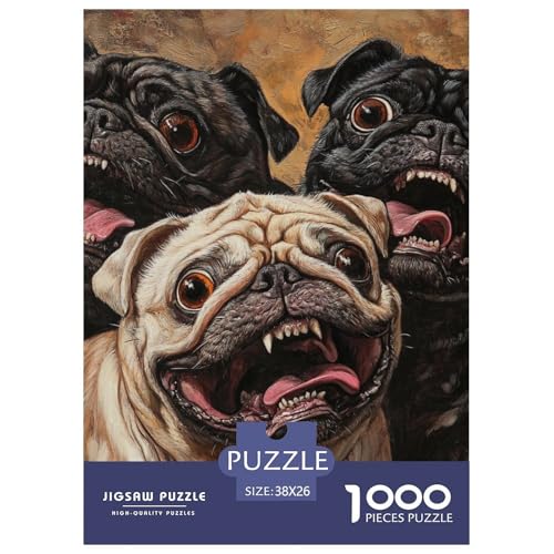 Pug 1000 Teile Puzzles DekoRatteion Lernspiel Herausforderung Spielzeug Für Erwachsene Tolle Geschenkidee 38x26cm/1000pcs von ZXOAWQX