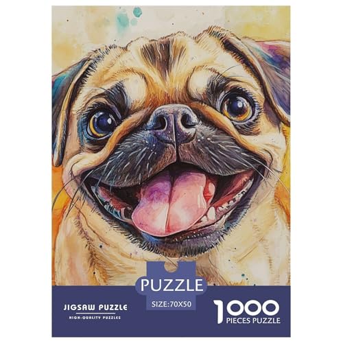 Pug 1000 Teile Puzzles Puzzlespiele Lernspiel Herausforderung Spielzeug Für Erwachsene Und Kinder Ab 12 Jahren Tolle Geschenkidee 70x50cm/1000pcs von ZXOAWQX