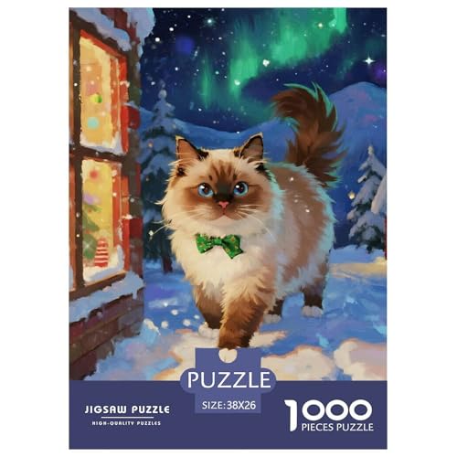 Ragdoll 1000 Teile Puzzles Niedliche Haustierkatze Clevere Lernspiel Herausforderung Spielzeug Für Die Ganze Familie Tolle Geschenkidee 38x26cm/1000pcs von ZXOAWQX