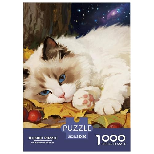 Ragdoll 1000 Teile Puzzles Niedliche Haustierkatze Dekoration Klassisches Lernspiel Für Erwachsene Und Kinder Ab 12 Jahren Tolle Geschenkidee 38x26cm/1000pcs von ZXOAWQX