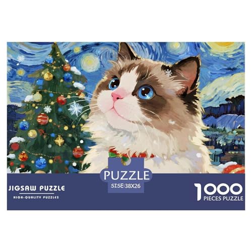 Ragdoll 1000 Teile Puzzles Niedliche Haustierkatze Dekoration Lernspiel Herausforderung Spielzeug Für Die Ganze Familie Tolle Geschenkidee 38x26cm/1000pcs von ZXOAWQX
