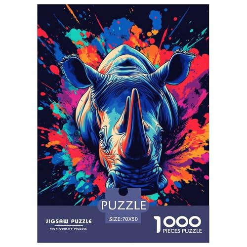 Rhino 1000 Teile Puzzles DekoRatteion EIN Herausforderndes Für Erwachsene Und Kinder Ab 12 Jahren Tolle Geschenkidee 70x50cm/1000pcs von ZXOAWQX