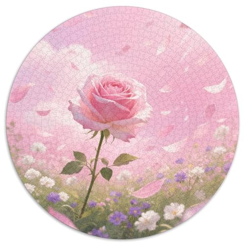 Rose 1000 Teile Rundes Puzzle Kreatives Geschenk Unmögliches Spiel Für Erwachsene Und Kinder 1000pcs (67.5x67.5cm) von ZXOAWQX