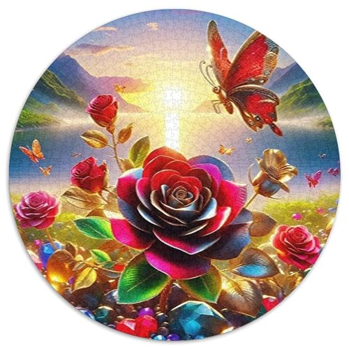 Rose 1000 Teile Rundes Puzzle Kreatives Geschenk Unmögliches Spiel Für Erwachsene Und Kinder 1000pcs (67.5x67.5cm) von ZXOAWQX