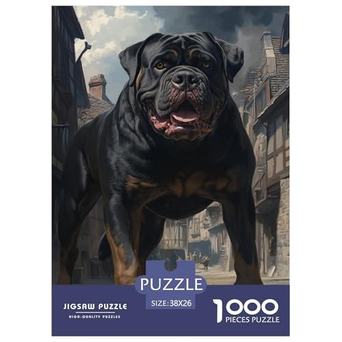 Rottweiler 1000 Teile Puzzles Classic Lernspiel Herausforderung Spielzeug Für Erwachsene Tolle Geschenkidee 38x26cm/1000pcs von ZXOAWQX
