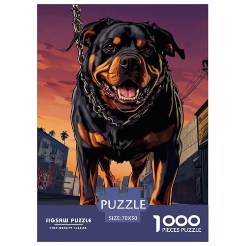 Rottweiler 1000 Teile Puzzles Classic Lernspiel Herausforderung Spielzeug Für Erwachsene Tolle Geschenkidee 70x50cm/1000pcs von ZXOAWQX