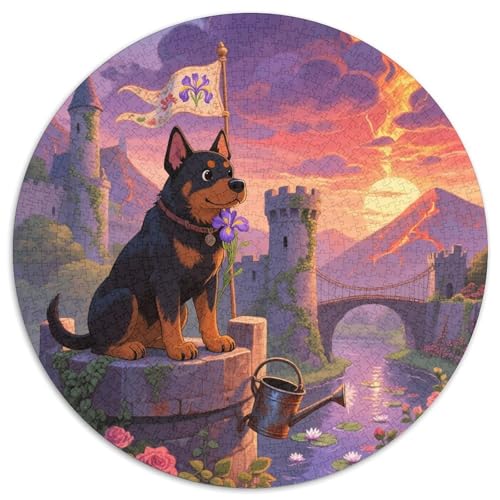 Rottweiler 1000 Teile Rundes Puzzle Kreatives Hund Geschenk Unmögliches Spiel Für Erwachsene Und Kinder 1000pcs (67.5x67.5cm) von ZXOAWQX