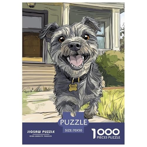 Schnauzer 1000 Teile Puzzles Puzzlespiele Klassisches Lernspiel Für Erwachsene Tolle Geschenkidee 70x50cm/1000pcs von ZXOAWQX