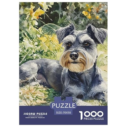 Schnauzer 1000 Teile Puzzles Puzzlespiele Klassisches Lernspiel Für Erwachsene Und Kinder Ab 12 Jahren Tolle Geschenkidee 70x50cm/1000pcs von ZXOAWQX