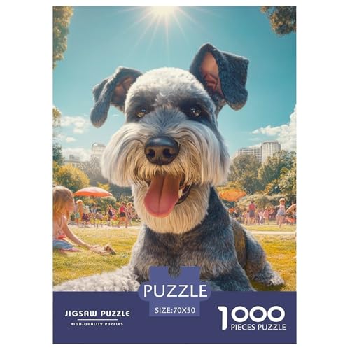 Schnauzer 1000 Teile Puzzles Puzzlespiele Lernspiel Herausforderung Spielzeug Für Erwachsene Tolle Geschenkidee 70x50cm/1000pcs von ZXOAWQX