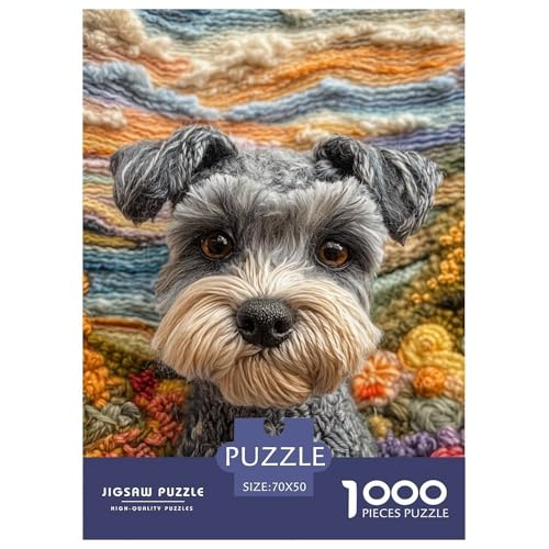 Schnauzer 1000 Teile Puzzles Puzzlespiele Lernspiel Herausforderung Spielzeug Für Erwachsene Und Kinder Ab 12 Jahren Tolle Geschenkidee 70x50cm/1000pcs von ZXOAWQX