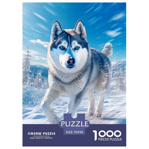 Schneehusky 1000 Teile Puzzles Dekoration Klassisches Lernspiel Für Erwachsene Tolle Geschenkidee 70x50cm/1000pcs von ZXOAWQX