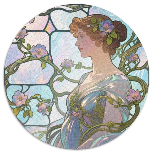 Schönes Mädchen 1000 Teile Rundes Puzzle Stressabbau Kunst Geschenk Unmögliches Spiel Für Die Ganze Familie 1000pcs (67.5x67.5cm) von ZXOAWQX