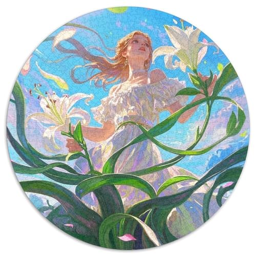 Schönes Mädchen 1000 Teile Rundes Puzzle Stressabbau Kunst Geschenk Unmögliches Spiel Für Erwachsene Und Kinder 1000pcs (67.5x67.5cm) von ZXOAWQX