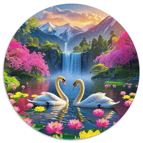 Schwan 1000 Teile Rundes Puzzle Stressabbau Geschenk Unmögliches Spiel Für Erwachsene Und Kinder 1000pcs (67.5x67.5cm) von ZXOAWQX