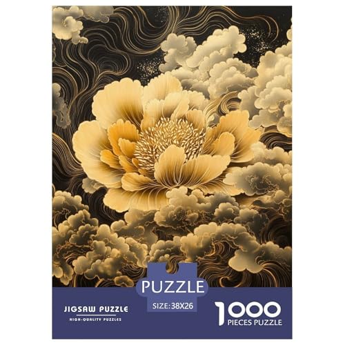 Schwarze Goldblume 1000 Teile Puzzles Clevere Klassisches Lernspiel Für Die Ganze Familie Tolle Geschenkidee 38x26cm/1000pcs von ZXOAWQX