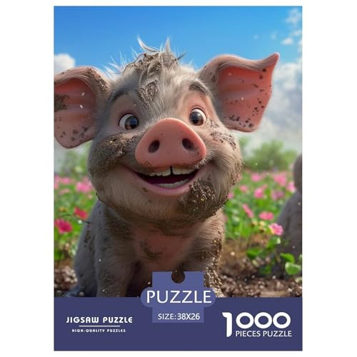 Schwein 1000 Teile Puzzles Puzzlespiele Kreative Unterhaltung Für Erwachsene Und Kinder Ab 12 Jahren Tolle Geschenkidee 38x26cm/1000pcs von ZXOAWQX