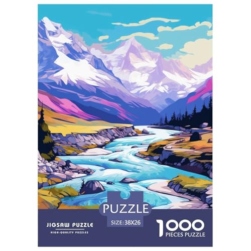 Seen und schneebedeckte Berge 1000 Teile Puzzles Dekoration Lernspiel Herausforderung Spielzeug Für Erwachsene Tolle Geschenkidee 38x26cm/1000pcs von ZXOAWQX