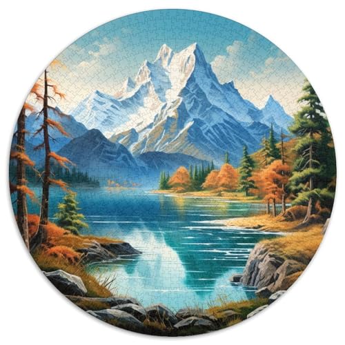 Seen und schneebedeckte Berge 1000 Teile Rundes Puzzle Kreatives Geschenk Puzzlespiele Für Die Ganze Familie 1000pcs (67.5x67.5cm) von ZXOAWQX