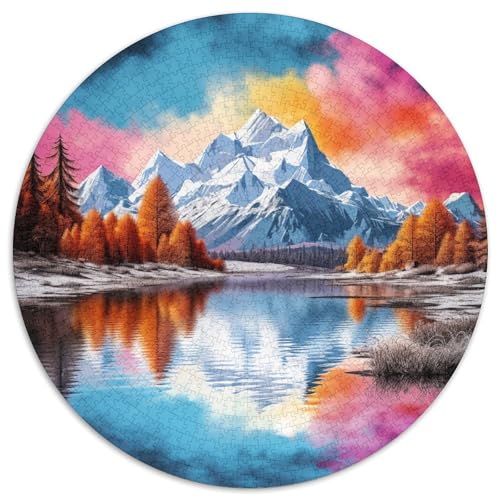 Seen und schneebedeckte Berge 1000 Teile Rundes Puzzle Stressabbau Geschenk Unmögliches Spiel Für Die Ganze Familie 1000pcs (67.5x67.5cm) von ZXOAWQX