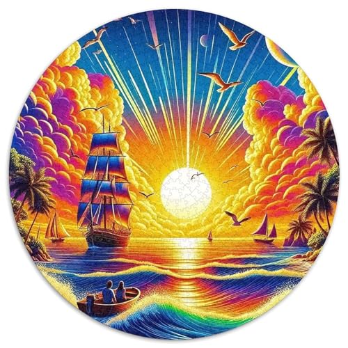 Segelboot 1000 Teile Rundes Puzzle Stressabbau Geschenk Unmögliches Spiel Für Erwachsene Und Kinder 1000pcs (67.5x67.5cm) von ZXOAWQX
