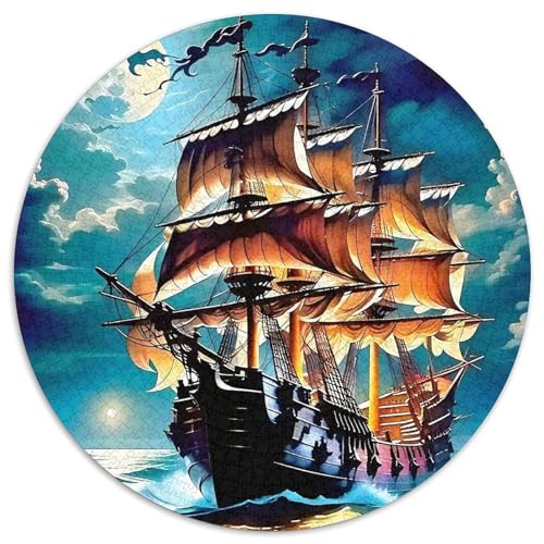 Segelboot 1000 Teile Rundes Puzzle Stressabbau Geschenk Unmögliches Spiel Für Erwachsene Und Kinder 1000pcs (67.5x67.5cm) von ZXOAWQX
