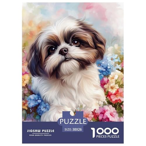 Shih Tzu 1000 Teile Puzzles Clevere Lernspiel Herausforderung Spielzeug Für Erwachsene Tolle Geschenkidee 38x26cm/1000pcs von ZXOAWQX