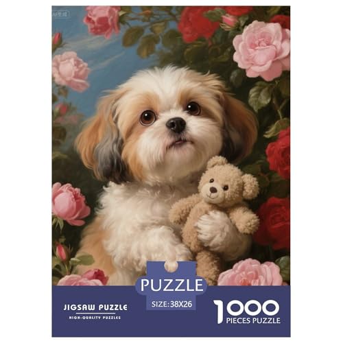Shih Tzu 1000 Teile Puzzles Hund Clevere Lernspiel Herausforderung Spielzeug Für Die Ganze Familie Tolle Geschenkidee 38x26cm/1000pcs von ZXOAWQX