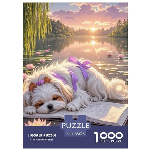 Shih Tzu 1000 Teile Puzzles Hund Dekoration Klassisches Lernspiel Für Erwachsene Tolle Geschenkidee 38x26cm/1000pcs von ZXOAWQX