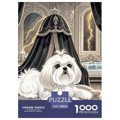 Shih Tzu 1000 Teile Puzzles Hund Dekoration Lernspiel Herausforderung Spielzeug Für Die Ganze Familie Tolle Geschenkidee 38x26cm/1000pcs von ZXOAWQX