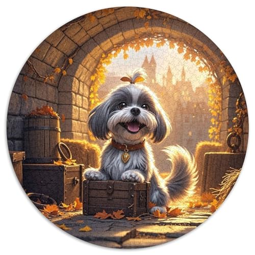 Shih Tzu 1000 Teile Rundes Puzzle Kreatives Hund Geschenk Unmögliches Spiel Für Erwachsene Und Kinder 1000pcs (67.5x67.5cm) von ZXOAWQX