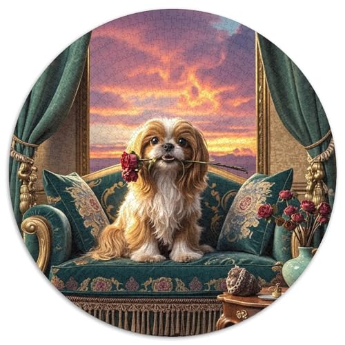 Shih Tzu 1000 Teile Rundes Puzzle Kreatives Hund Jigsaw Geschenk Anspruchsvoll Für Erwachsene Und Kinder 1000pcs (67.5x67.5cm) von ZXOAWQX