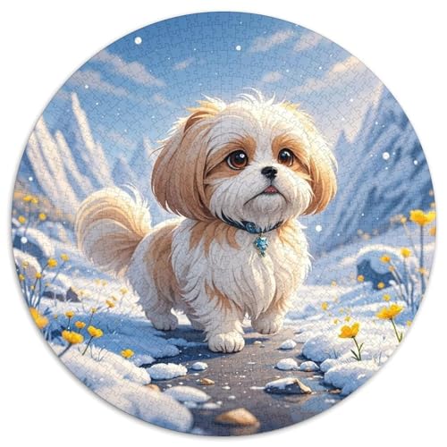 Shih Tzu 1000 Teile Rundes Puzzle Stressabbau Hund Geschenk Unmögliches Spiel Für Die Ganze Familie 1000pcs (67.5x67.5cm) von ZXOAWQX