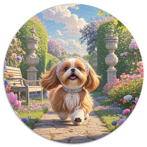 Shih Tzu 1000 Teile Rundes Puzzle Stressabbau Hund Geschenk Unmögliches Spiel Für Erwachsene Und Kinder 1000pcs (67.5x67.5cm) von ZXOAWQX