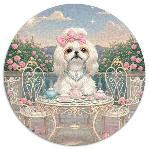 Shih Tzu 1000 Teile Rundes Puzzle Stressabbau Hund Geschenk Unmögliches Spiel Für Erwachsene Und Kinder 1000pcs (67.5x67.5cm) von ZXOAWQX