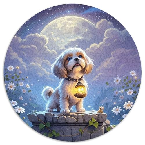 Shih Tzu 1000 Teile Rundes Puzzle Stressabbau Hund Jigsaw Geschenk EIN Herausforderndes Puzzle Für Erwachsene Und Kinder 1000pcs (67.5x67.5cm) von ZXOAWQX