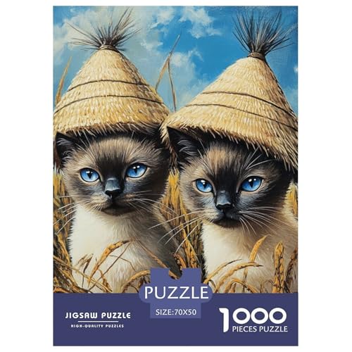 Siamese Kätzchen 1000 Teile Puzzles DekoRatteion Kreative Unterhaltung Für Erwachsene Und Kinder Ab 12 Jahren Tolle Geschenkidee 70x50cm/1000pcs von ZXOAWQX