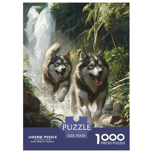 Sibirischer Husky 1000 Teile Puzzles DekoRatteion Lernspiel Herausforderung Spielzeug Für Erwachsene Tolle Geschenkidee 70x50cm/1000pcs von ZXOAWQX
